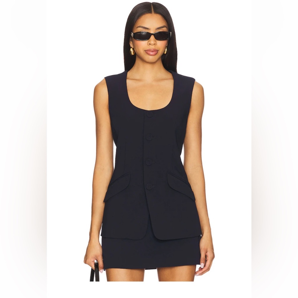 NWT-Sleeveless Navy Tailored Long Vest